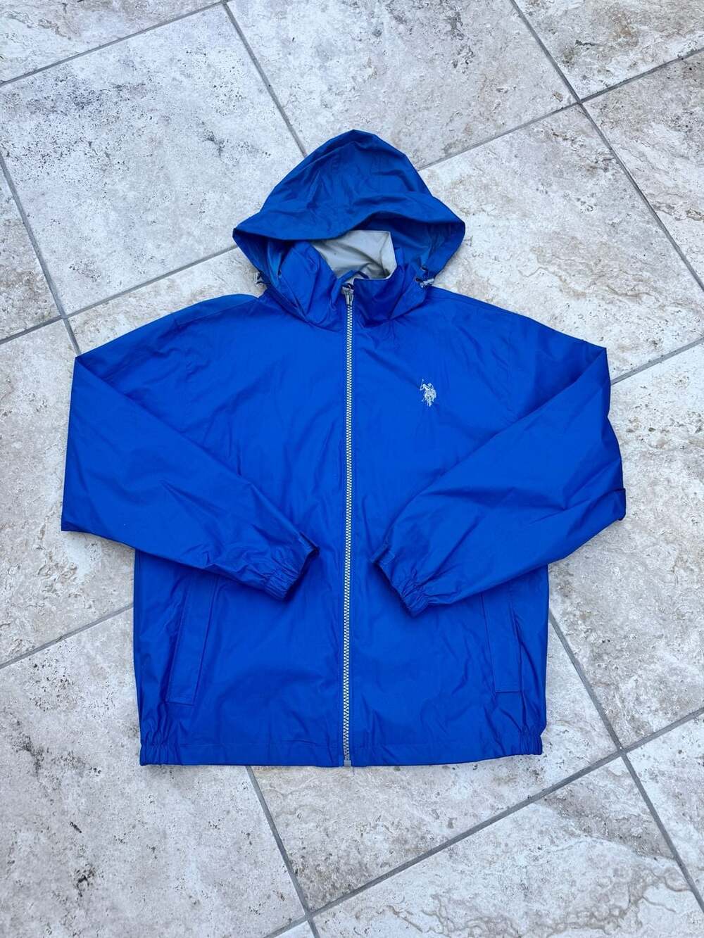 U.S. Polo Assn. Blue Full Zip Hooded Windbreaker Jacket Size M